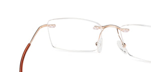 Gold Rectangle Rimless Extra Narrow Unisex Eyeglasses by Vincent Chase Online-142985