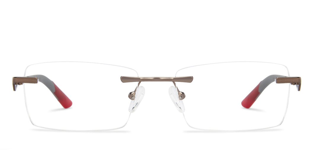 Gunmetal Rectangle Rimless Unisex Eyeglasses by Vincent Chase VC-142988