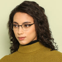 Load image into Gallery viewer, Black Cat Eye Half Rim Women Eyeglasses by Vincent Chase-202522