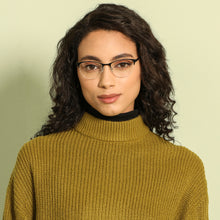 Load image into Gallery viewer, Black Cat Eye Half Rim Women Eyeglasses by Vincent Chase-202522