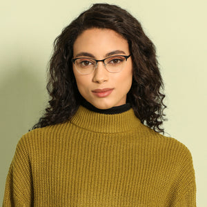 Black Cat Eye Half Rim Women Eyeglasses by Vincent Chase-202522