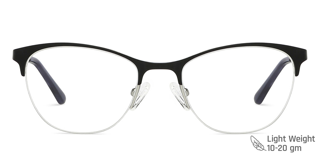 Black Cat Eye Half Rim Women Eyeglasses by Vincent Chase-202522
