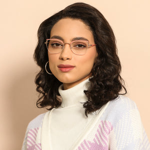 Gold Cat Eye Half Rim Medium Women Eyeglasses by Vincent Chase-142995