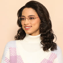 Load image into Gallery viewer, Gold Cat Eye Half Rim Medium Women Eyeglasses by Vincent Chase-142995