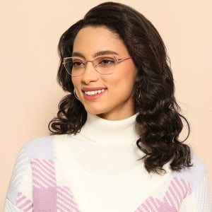 Gold Cat Eye Half Rim Medium Women Eyeglasses by Vincent Chase-142995