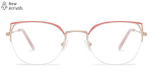 Load image into Gallery viewer, Gold Cat Eye Half Rim Medium Women Eyeglasses by Vincent Chase-142995