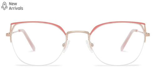 Gold Cat Eye Half Rim Medium Women Eyeglasses by Vincent Chase-142995