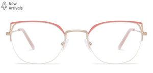 Gold Cat Eye Half Rim Medium Women Eyeglasses by Vincent Chase-142995