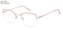 Load image into Gallery viewer, Gold Cat Eye Half Rim Medium Women Eyeglasses by Vincent Chase-142995