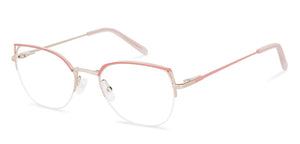 Gold Cat Eye Half Rim Medium Women Eyeglasses by Vincent Chase-142995