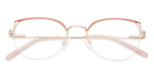 Load image into Gallery viewer, Gold Cat Eye Half Rim Medium Women Eyeglasses by Vincent Chase-142995