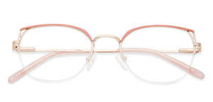 Gold Cat Eye Half Rim Medium Women Eyeglasses by Vincent Chase-142995