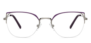 Silver Cat Eye Half Rim Women Eyeglasses by Vincent Chase-150989
