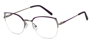 Silver Cat Eye Half Rim Women Eyeglasses by Vincent Chase-150989