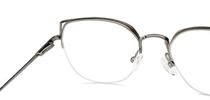 Silver Cat Eye Half Rim Women Eyeglasses by Vincent Chase-150989