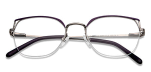 Silver Cat Eye Half Rim Women Eyeglasses by Vincent Chase-150989