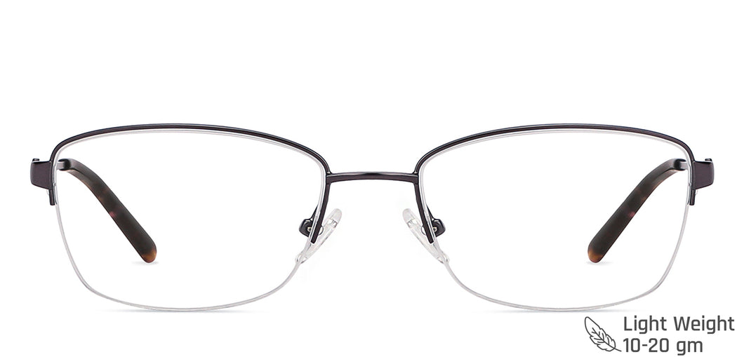 Gunmetal Cat Eye Half Rim Women Eyeglasses by Vincent Chase-142998