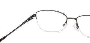 Gunmetal Cat Eye Half Rim Women Eyeglasses by Vincent Chase-202504