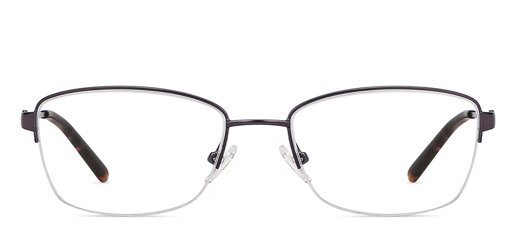 Gunmetal Cat Eye Half Rim Women Eyeglasses by Vincent Chase-202504