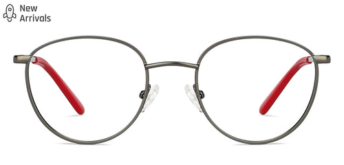 Gunmetal Round Full Rim Extra Narrow Unisex Eyeglasses by Vincent Chase-143001