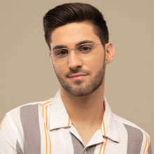 Load image into Gallery viewer, Gold Rectangle Half Rim Unisex Eyeglasses by Vincent Chase Computer Glasses-148255