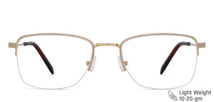 Gold Rectangle Half Rim Unisex Eyeglasses by Vincent Chase Computer Glasses-148255