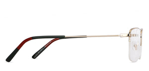 Gold Rectangle Half Rim Unisex Eyeglasses by Vincent Chase Computer Glasses-148255
