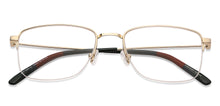 Load image into Gallery viewer, Gold Rectangle Half Rim Unisex Eyeglasses by Vincent Chase Computer Glasses-148255