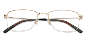Gold Rectangle Half Rim Unisex Eyeglasses by Vincent Chase Computer Glasses-148255
