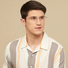 Load image into Gallery viewer, Silver Rectangle Half Rim Wide Unisex Eyeglasses by Vincent Chase-143005