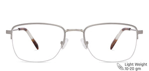 Silver Rectangle Half Rim Wide Unisex Eyeglasses by Vincent Chase-143005