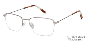 Silver Rectangle Half Rim Wide Unisex Eyeglasses by Vincent Chase-143005