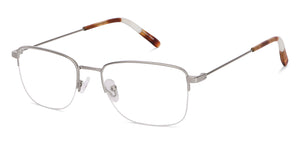 Silver Rectangle Half Rim Wide Unisex Eyeglasses by Vincent Chase-143005