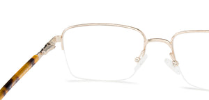 Gold Rectangle Half Rim Unisex Eyeglasses by Vincent Chase-143011