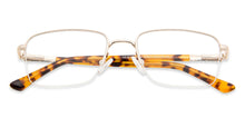 Load image into Gallery viewer, Gold Rectangle Half Rim Unisex Eyeglasses by Vincent Chase-143011