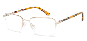 Gold Rectangle Half Rim Unisex Eyeglasses by Vincent Chase-143011