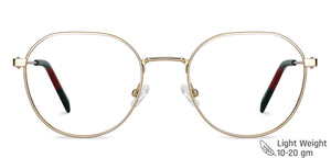 Gold Geometric Full Rim Unisex Eyeglasses by Vincent Chase VC-143012