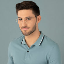 Load image into Gallery viewer, Gold Geometric Full Rim Unisex Eyeglasses by Vincent Chase Computer Glasses-148260