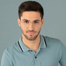 Load image into Gallery viewer, Gold Geometric Full Rim Unisex Eyeglasses by Vincent Chase Computer Glasses-148260