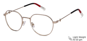 Gold Geometric Full Rim Unisex Eyeglasses by Vincent Chase Computer Glasses-148260
