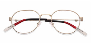 Gold Geometric Full Rim Unisex Eyeglasses by Vincent Chase Computer Glasses-148260