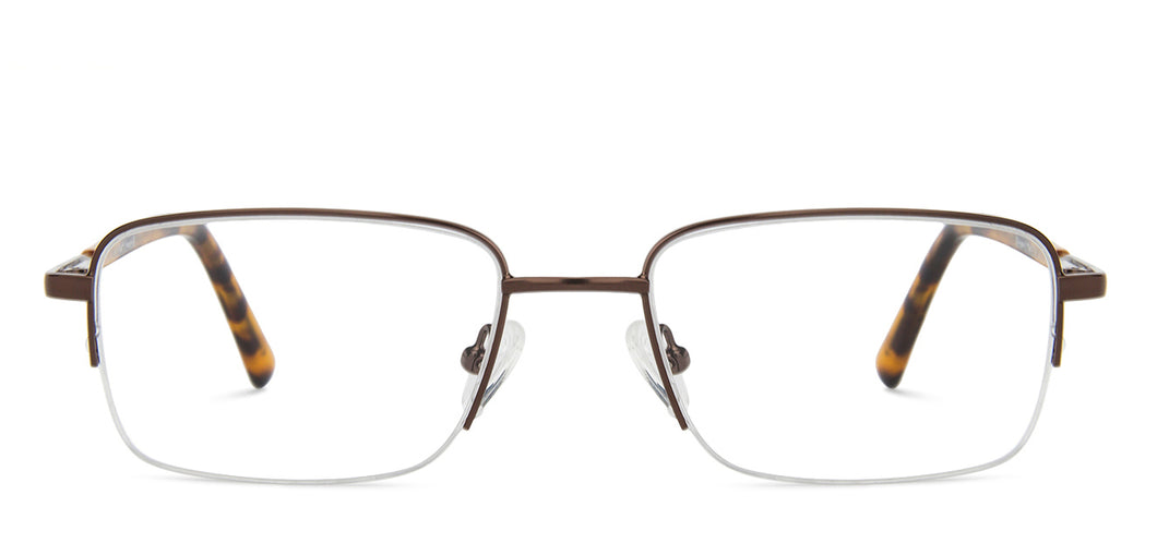 Gunmetal Rectangle Half Rim Medium Unisex Eyeglasses by Vincent Chase-143016
