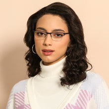 Load image into Gallery viewer, Blue Rectangle Half Rim Narrow Unisex Eyeglasses by Vincent Chase-143020