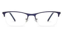 Load image into Gallery viewer, Blue Rectangle Half Rim Narrow Unisex Eyeglasses by Vincent Chase-143020