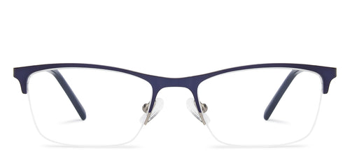 Blue Rectangle Half Rim Narrow Unisex Eyeglasses by Vincent Chase-143020