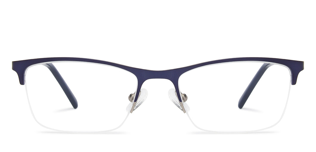 Blue Rectangle Half Rim Narrow Unisex Eyeglasses by Vincent Chase-143020