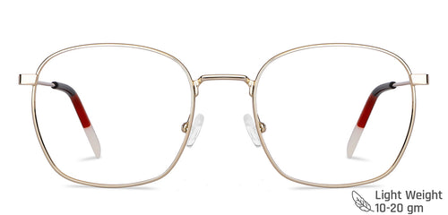 Gold Square Full Rim Medium Unisex Eyeglasses by Vincent Chase-143022