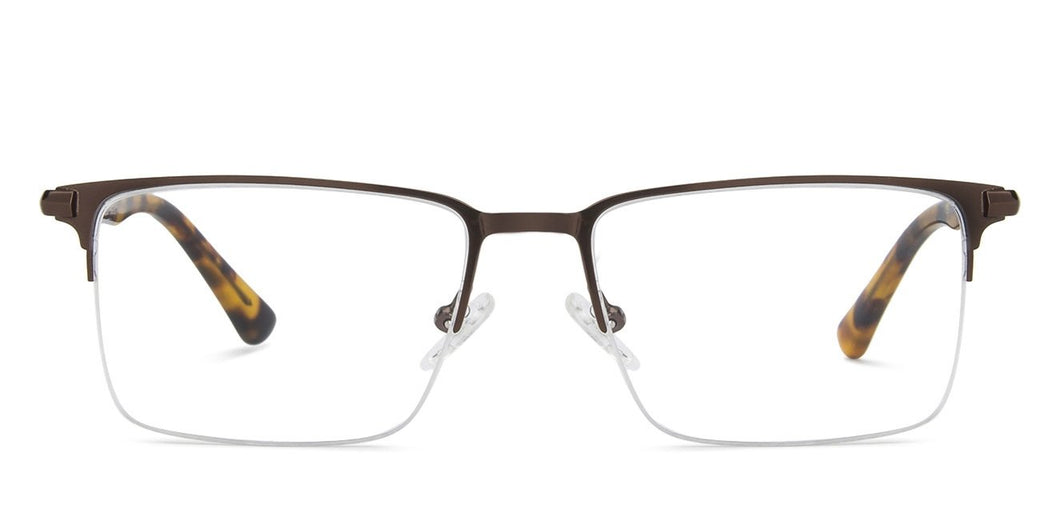Brown Rectangle Half Rim Unisex Eyeglasses by Vincent Chase Online-143036