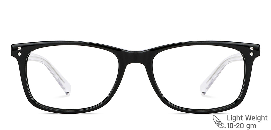 Black Rectangle Full Rim Unisex Eyeglasses by Vincent Chase Computer Glasses-146945
