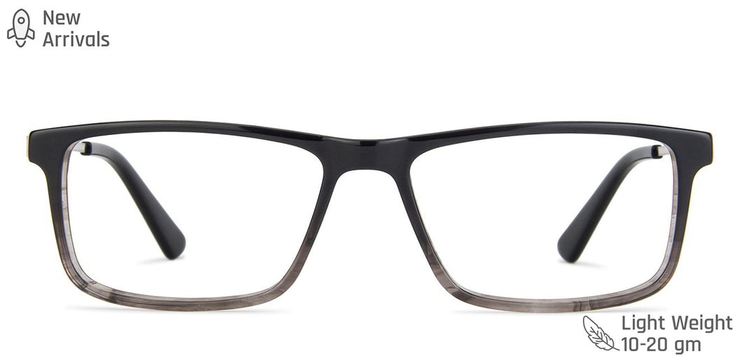 Grey Rectangle Full Rim Narrow Unisex Eyeglasses by Vincent Chase-143224